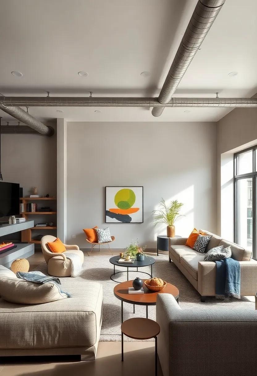 Unveiling Chic Urban Aesthetics: Designing a Living Room with Exposed Industrial Pipes