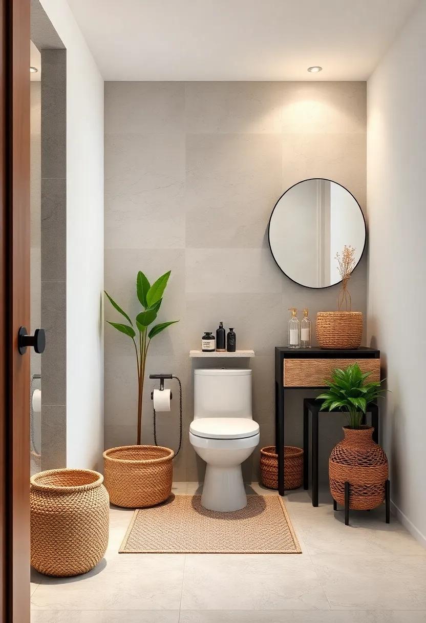 Artful Baskets: Organized Elegance for Small Bathroom Essentials