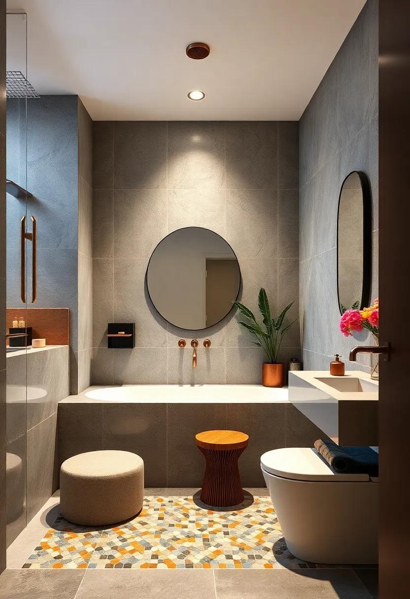 Install an⁣ Artistic Mosaic: Create visual interest with ⁤a mosaic tile design that tells a⁢ story or follows​ a ‍theme throughout the bathroom