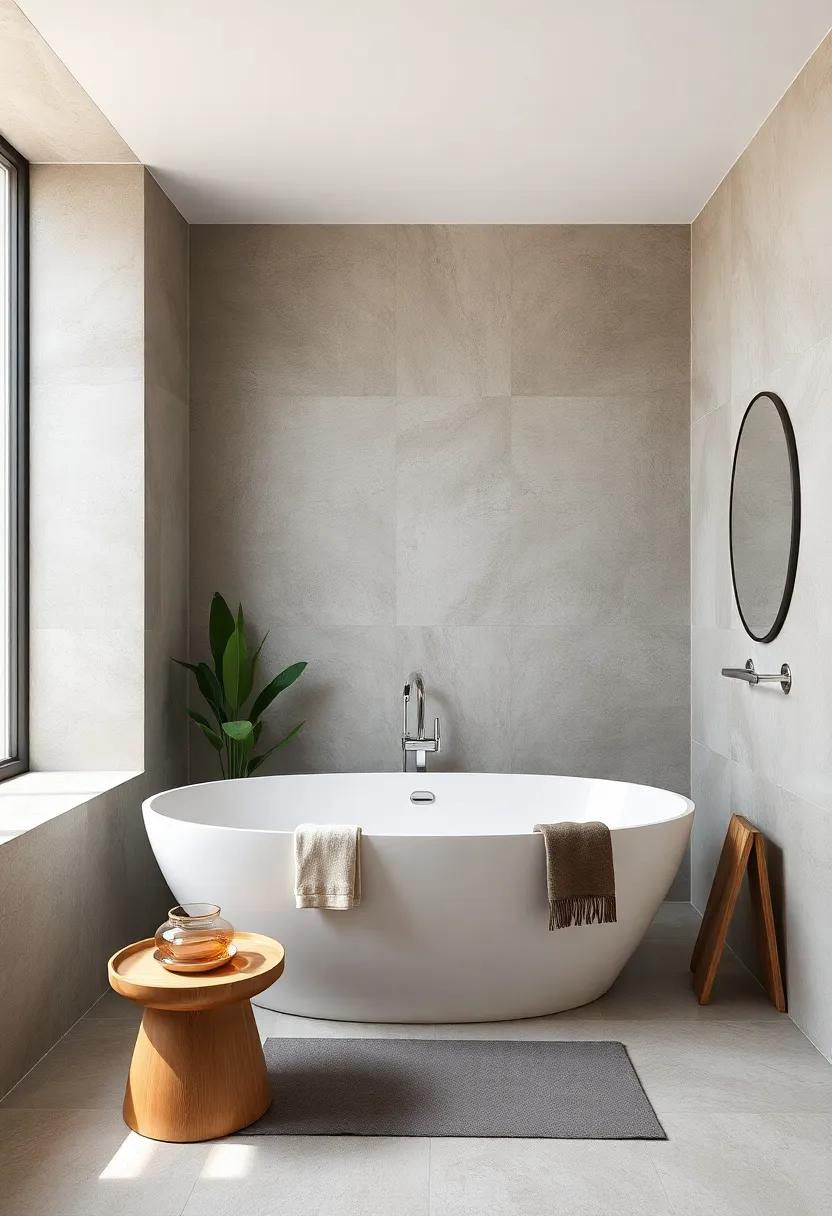 Install a Freestanding Bathtub: A sculptural ⁣bathtub ⁣can‍ serve as a stunning centerpiece that elevates the overall aesthetic of your bathroom