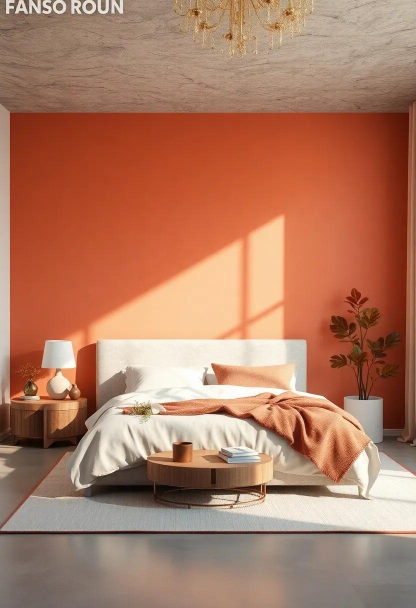 Sunset-Hued Walls with Complementary White Accents for a Calming Effect