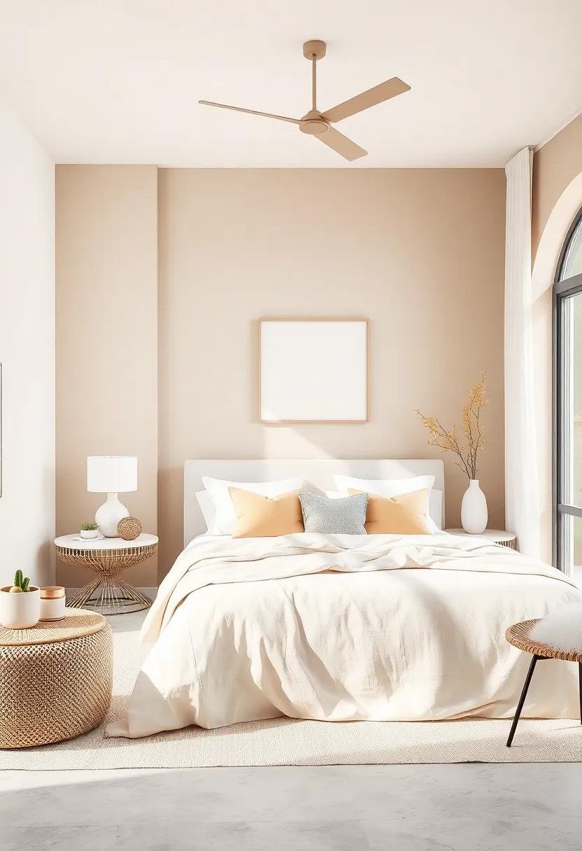 Elegant​ Sand Tones and White Accents Creating a‍ Beachy Vibe in Your Room