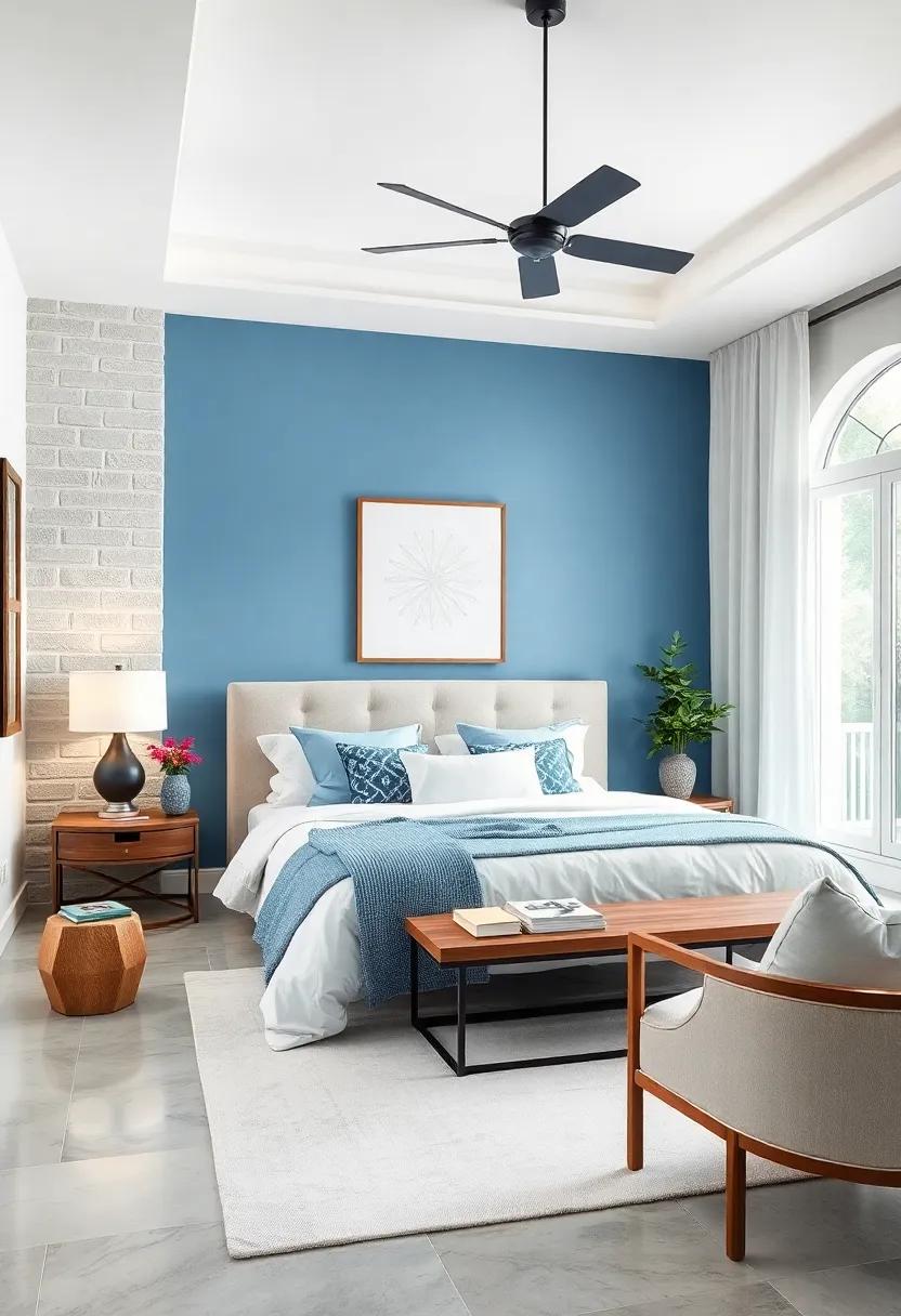 Cool Blues and whites for a serene⁣ and Inviting Bedroom experience