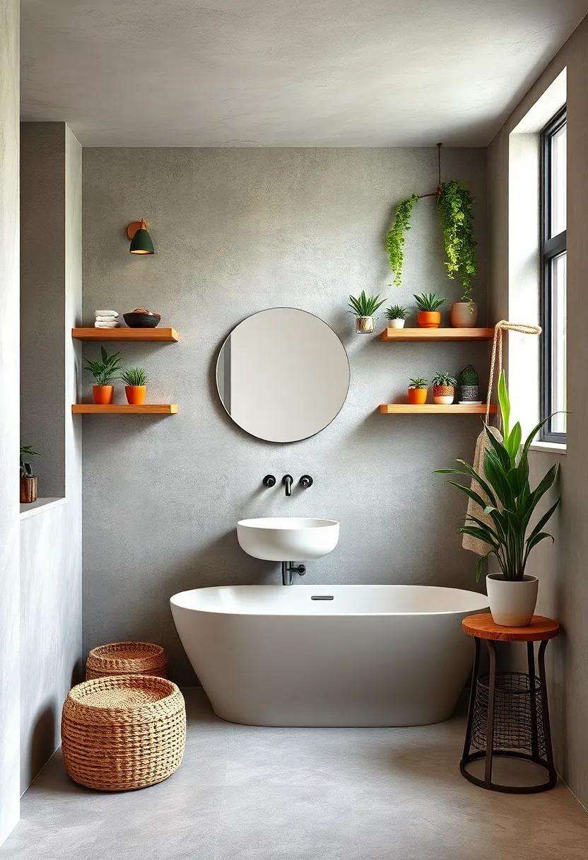 Floating Shelves: Install floating shelves in unexpected places to display small plants, decor, or even colorful toiletries