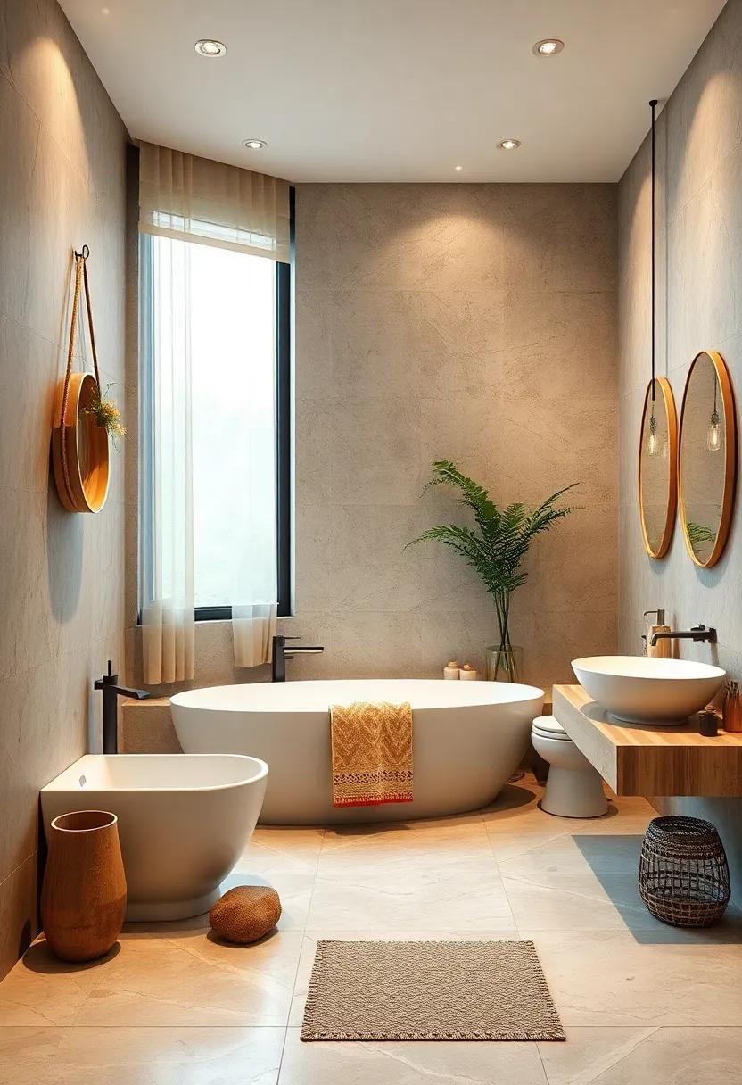 Incorporate Natural Elements: Use stones, pebbles, or bamboo to bring the tranquility of nature into your bathroom layout