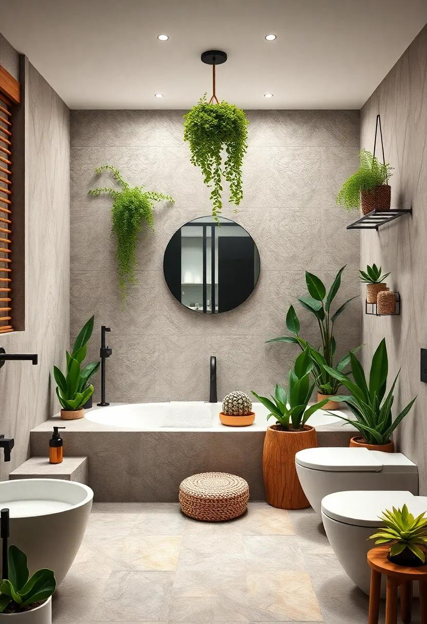 Plant Oasis: Introduce a variety of plants or succulents to infuse life and color into your bathroom while promoting serenity