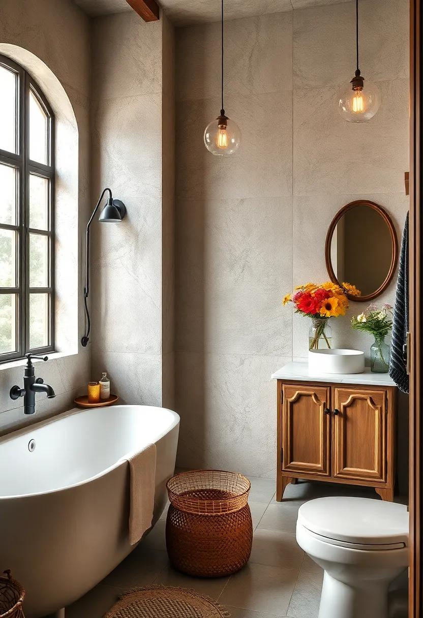 Vintage fixtures: Incorporate antiques or vintage-inspired faucets and lighting to add character and charm to your bathroom space