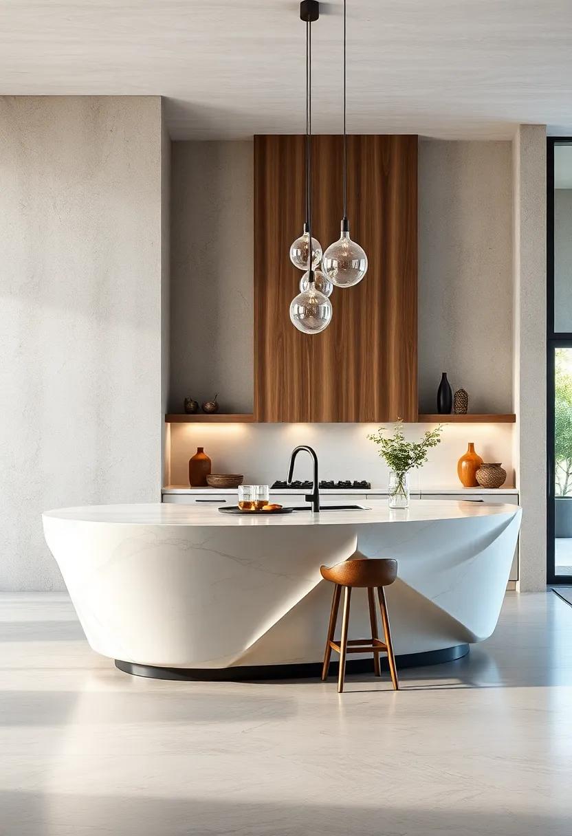 Chic Curves: Explore the ⁣artistic design ‌of an island featuring smooth, curved edges,⁢ offering a soft and inviting gathering spot in the⁣ heart of your ⁤kitchen