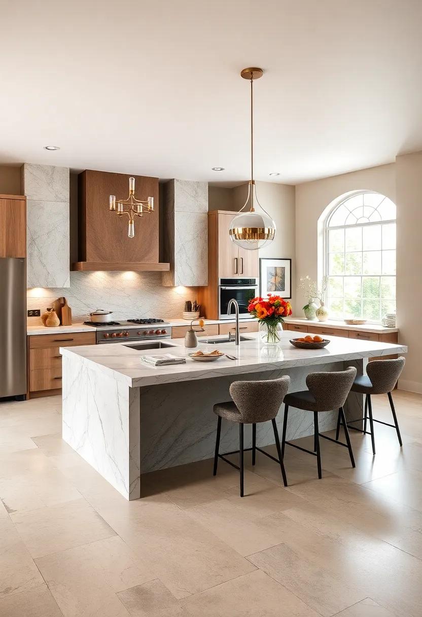 Culinary Command Center: Discover the functional elegance of a ​multi-level island that combines cooking, prep, and dining areas into one⁤ cohesive⁤ unit