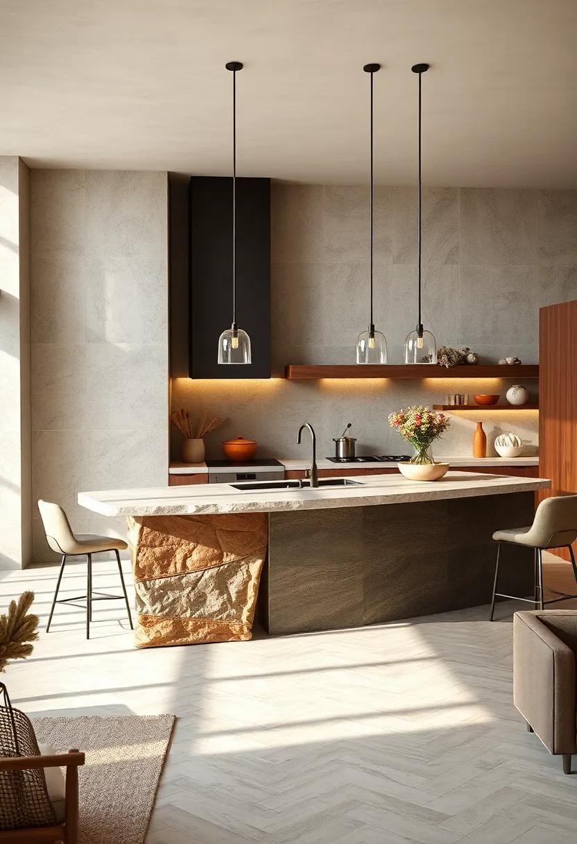 Textured​ Surfaces: Embrace the charm of mixed materials with an island⁢ that⁣ combines wood, metal, and stone for⁣ a rich and visually interesting experience