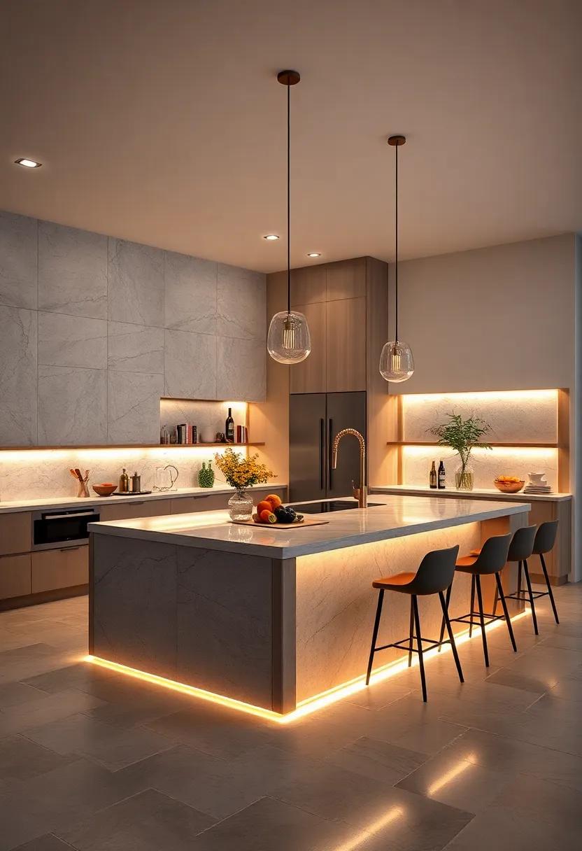 Under-Island Lighting: Create a⁤ magical ambiance with soft LED lighting underneath your island, offering subtle illumination for evening gatherings