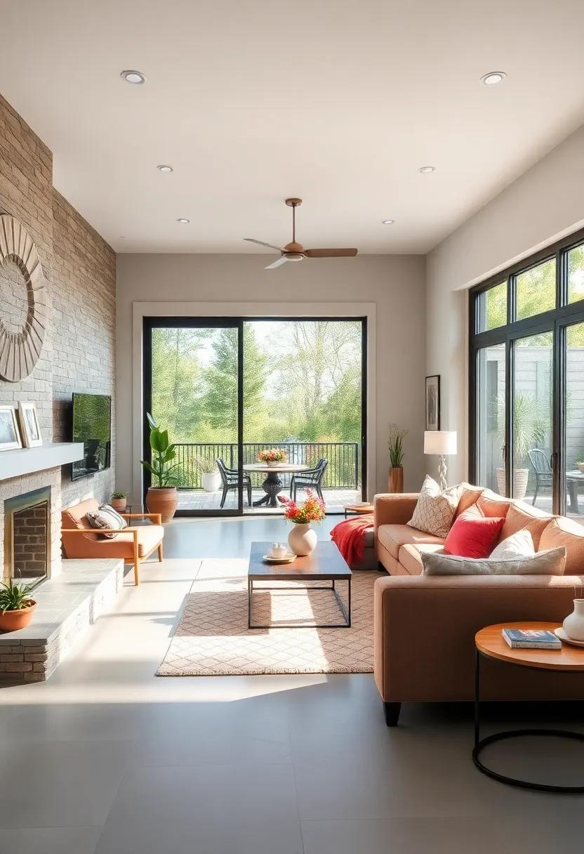Indoor-Outdoor Connection: Large windows and sliding glass doors connect the interior with nature, highlighting the beauty of the outdoors right from the comfort of the living room
