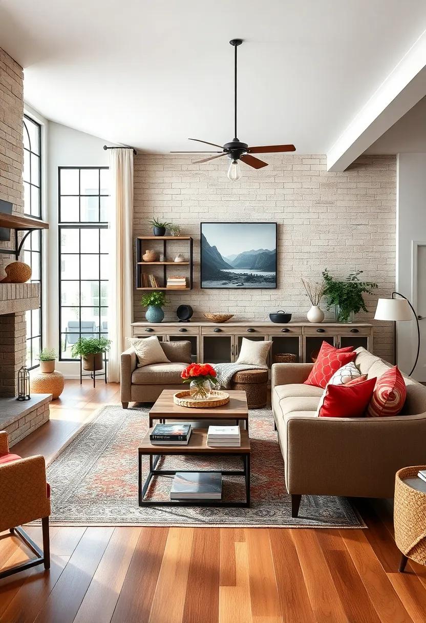 Vintage Charm: Vintage furniture pieces strategically placed add character and nostalgia, reminding us of the farmhouse roots while maintaining a modern twist