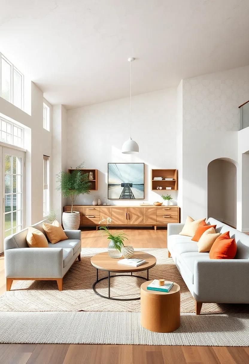 Rustic Meets Chic: Take inspiration from the blend of rustic wood beams with sleek furniture, showcasing how contrasting elements can create visual harmony in your living space