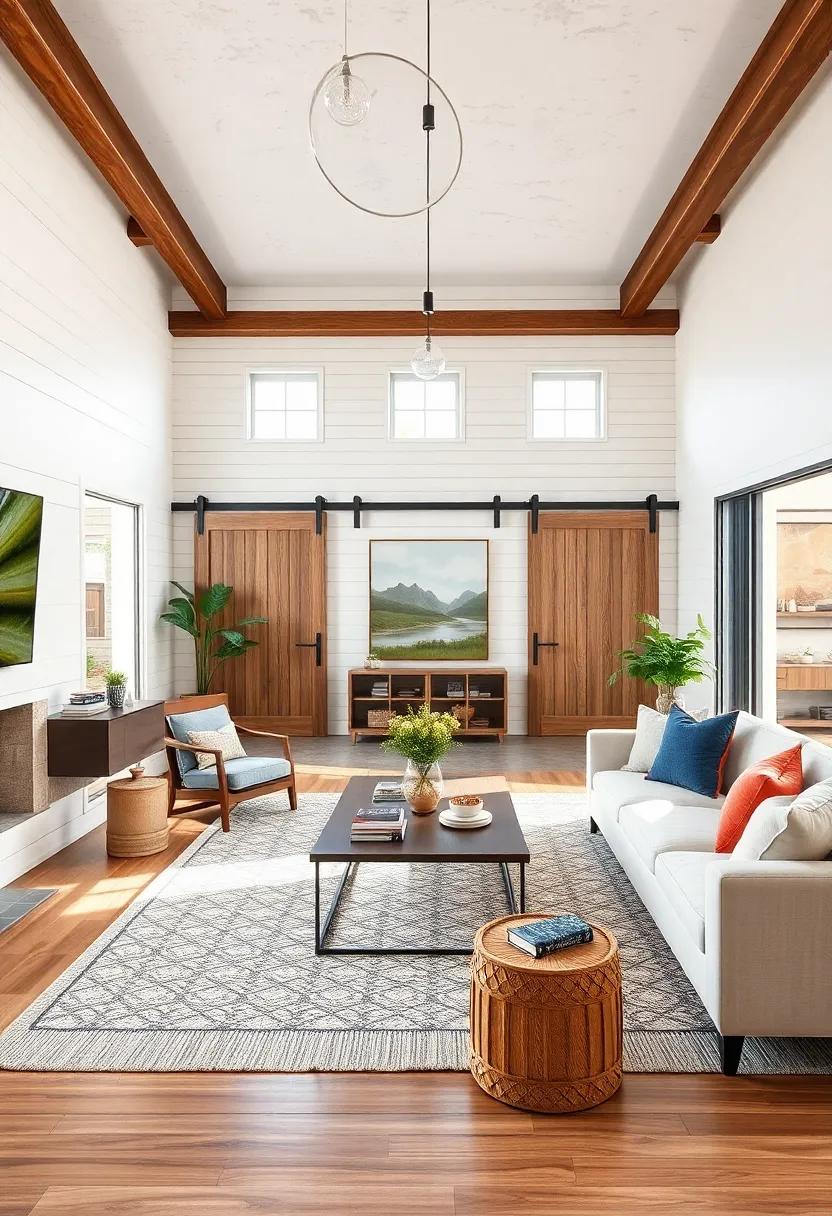 Farmhouse Flair: A mix of classic farmhouse elements such as shiplap walls and barn doors brings authenticity and charm to the modern living experience