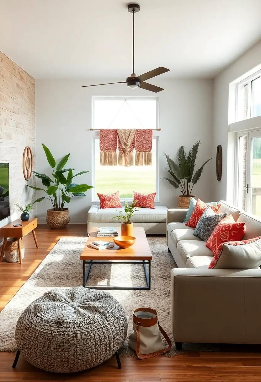 Bohemian Touches: A splash of bohemian decor through colorful cushions or wall hangings complements the farmhouse aesthetic while adding personal flair and personality