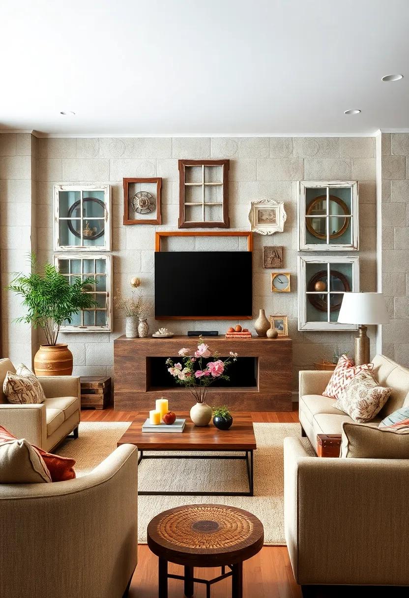 Old Windows: Frame and hang antique window frames to add architectural interest without taking up space