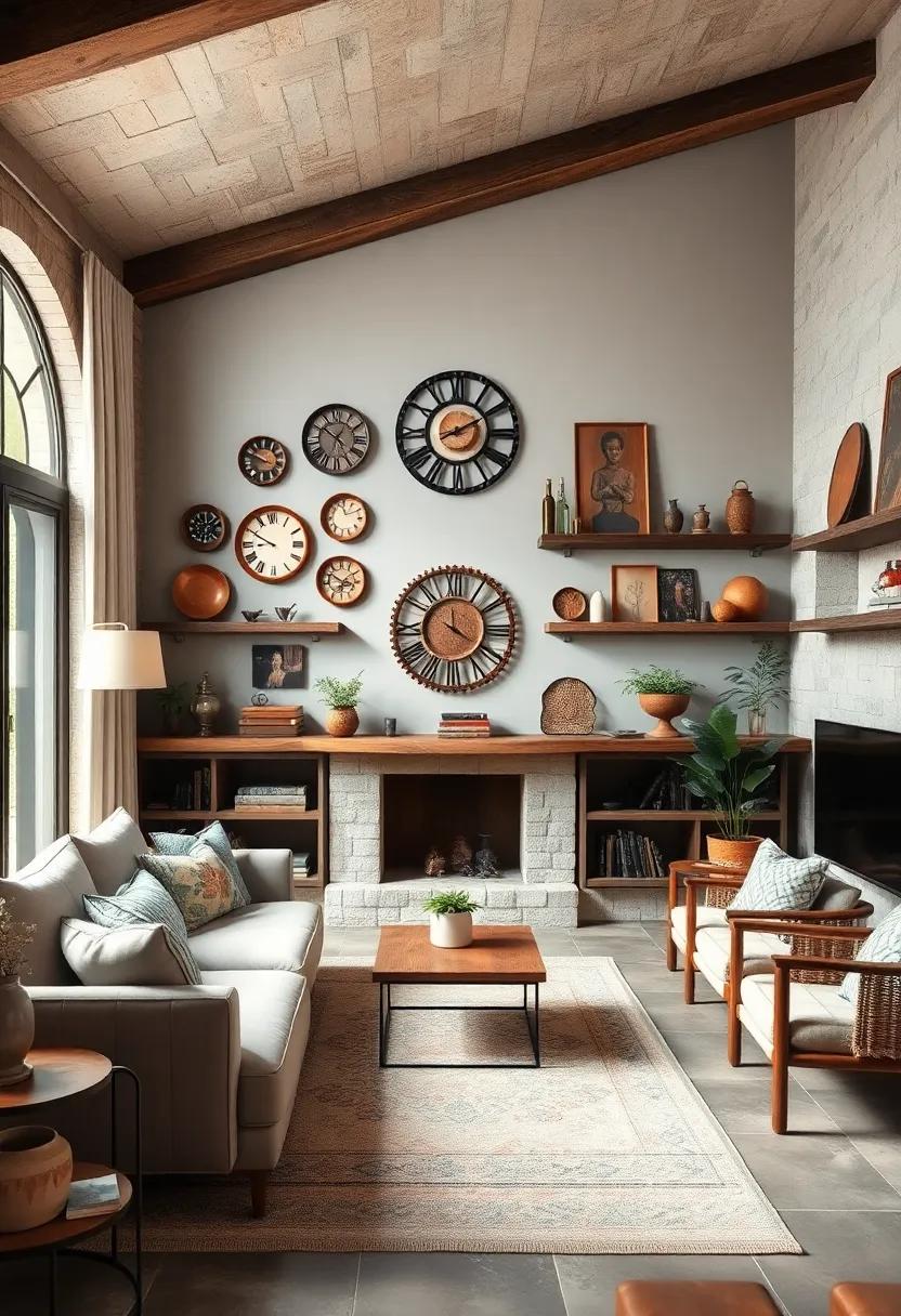 Rustic Shelving: Install reclaimed wood shelves to display a selection of small‌ antique items, blending function with charm