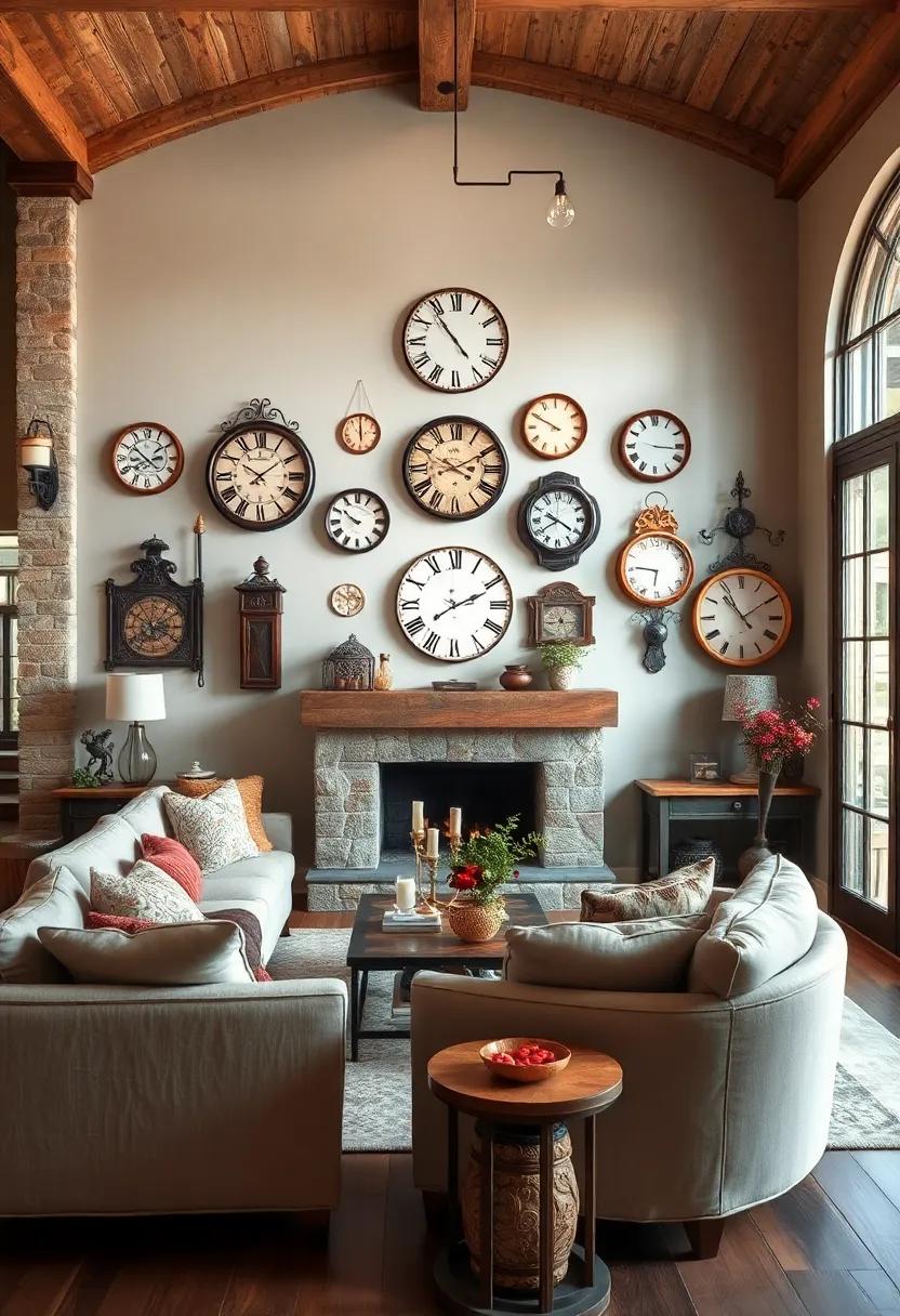 Clock Collection:⁣ Display a collection of antique clocks on the wall, adding both functionality and⁢ a sense of⁤ timelessness