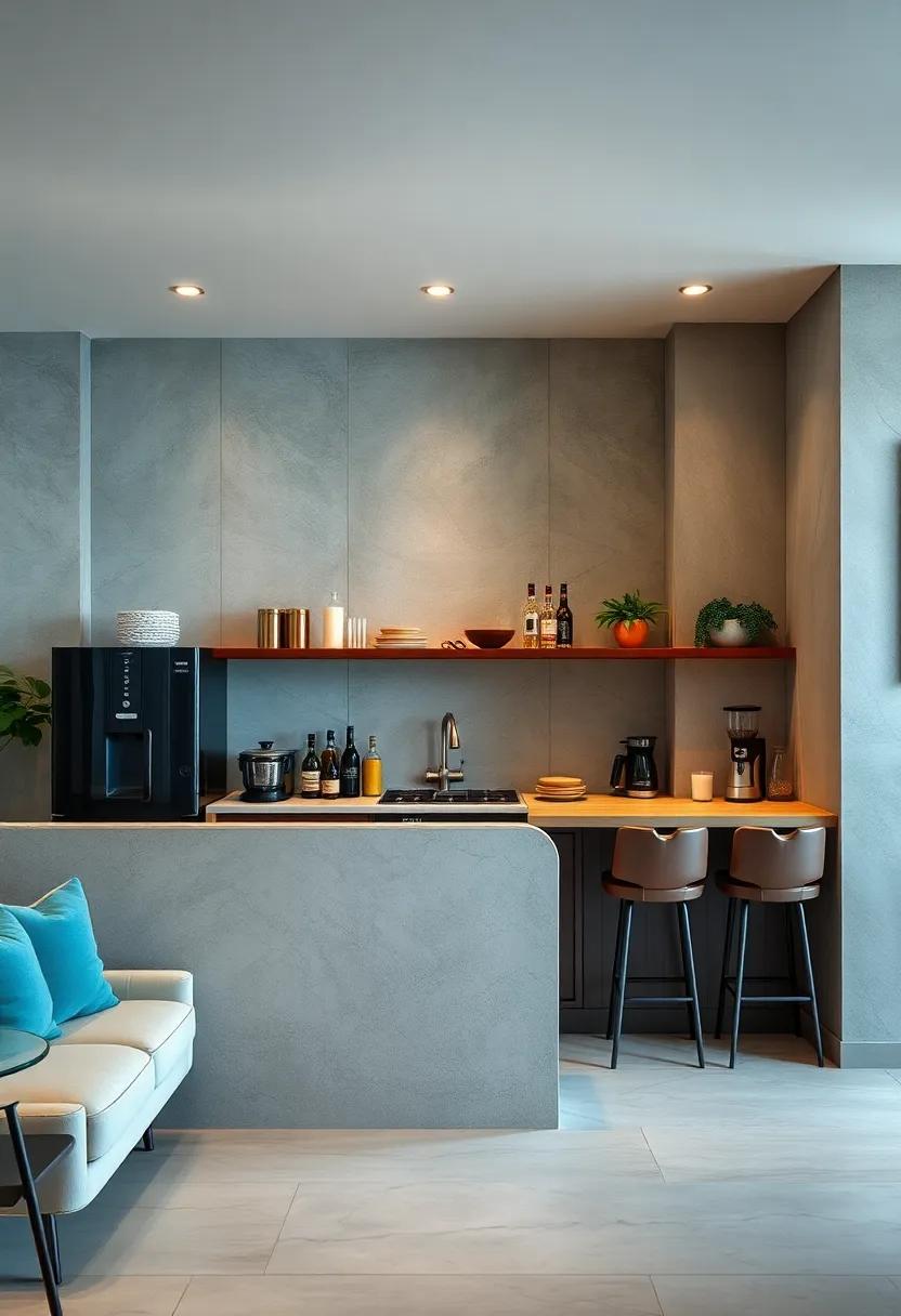 Functional Appliances: Invest in compact appliances like blenders and espresso makers that fit seamlessly into your bar aesthetics
