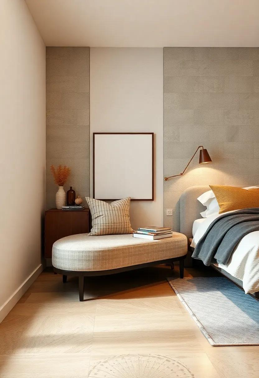 Cozy Corner: A curved,fabric bench that fits snugly in corner spaces,creating an inviting⁤ reading nook at the foot of the⁣ bed