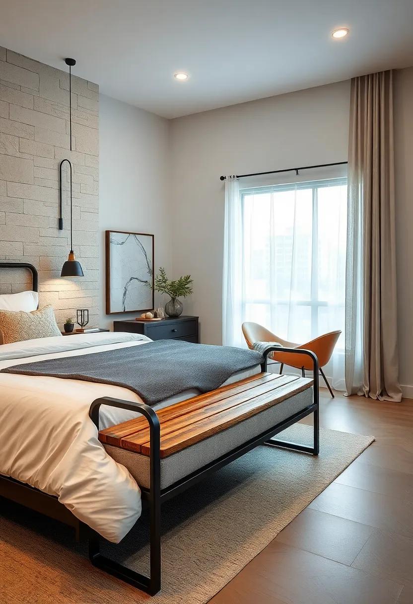 Industrial Edge:​ A metal-framed bench with a wooden seat that​ perfectly balances rugged aesthetics ‍with functional design