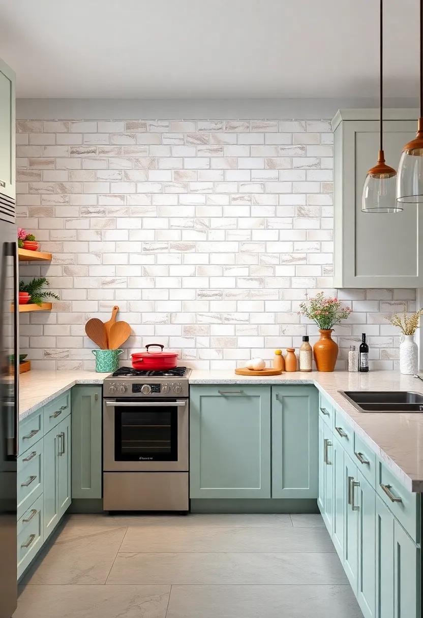 Farm-Fresh Colors: ​Choose pastel-colored subway​ tiles that evoke feelings of freshness and tranquility while aligning with the farmhouse style