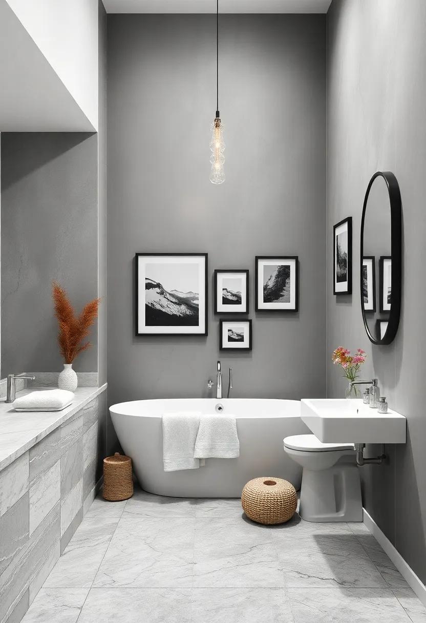 Black and White Photography: Frame ⁢black-and-white photos against your gray ‍walls for an elegant gallery that adds​ artistic flair