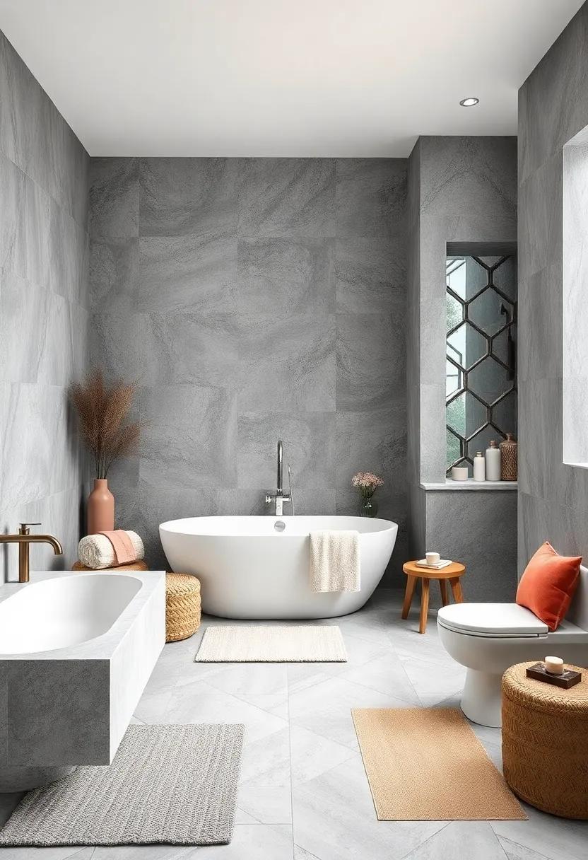 Geometric ‌Designs: Integrate geometric patterns through shower⁢ curtains ⁢or rugs to add⁤ a modern twist to the sophistication of gray