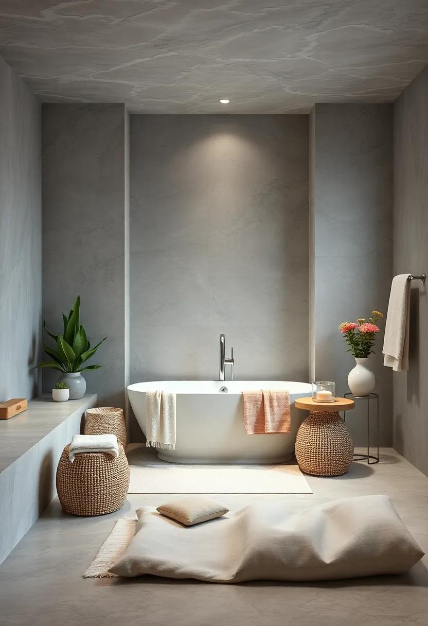 Spa-Like Serenity: Paint​ your bathroom gray and accessorize with soft textiles in ‌ivory and pastel colors to create​ a relaxing spa environment