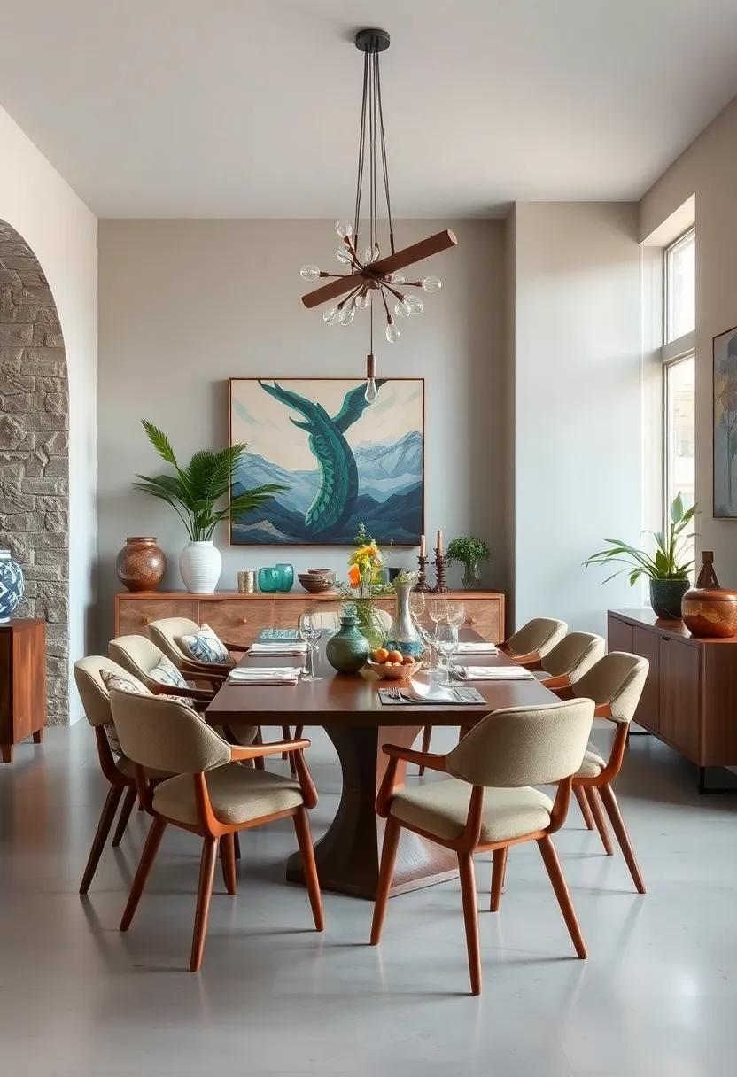 Combine various styles, like mid-century modern and bohemian, for a dynamic and layered look