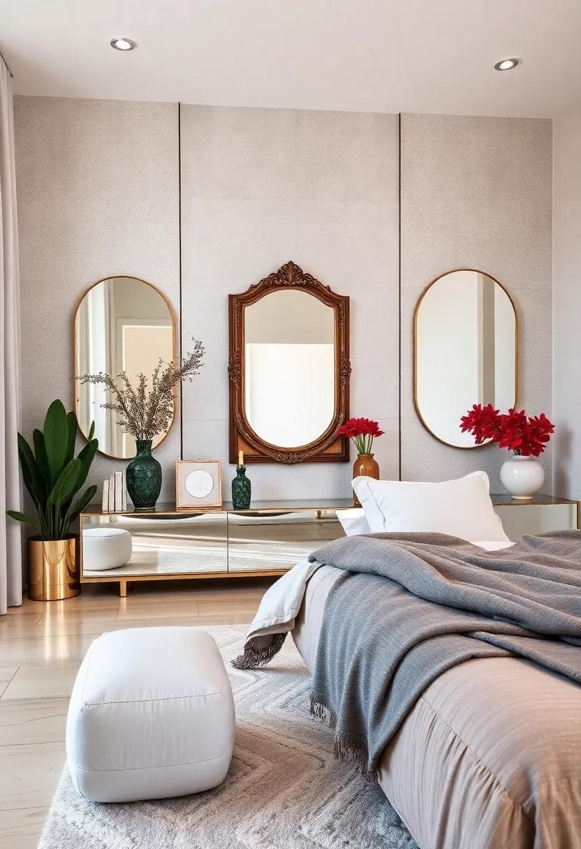 Artful Decorative Mirrors: utilize decorative mirrors not‌ only ​as art pieces but also as clever storage‌ solutions for smaller items