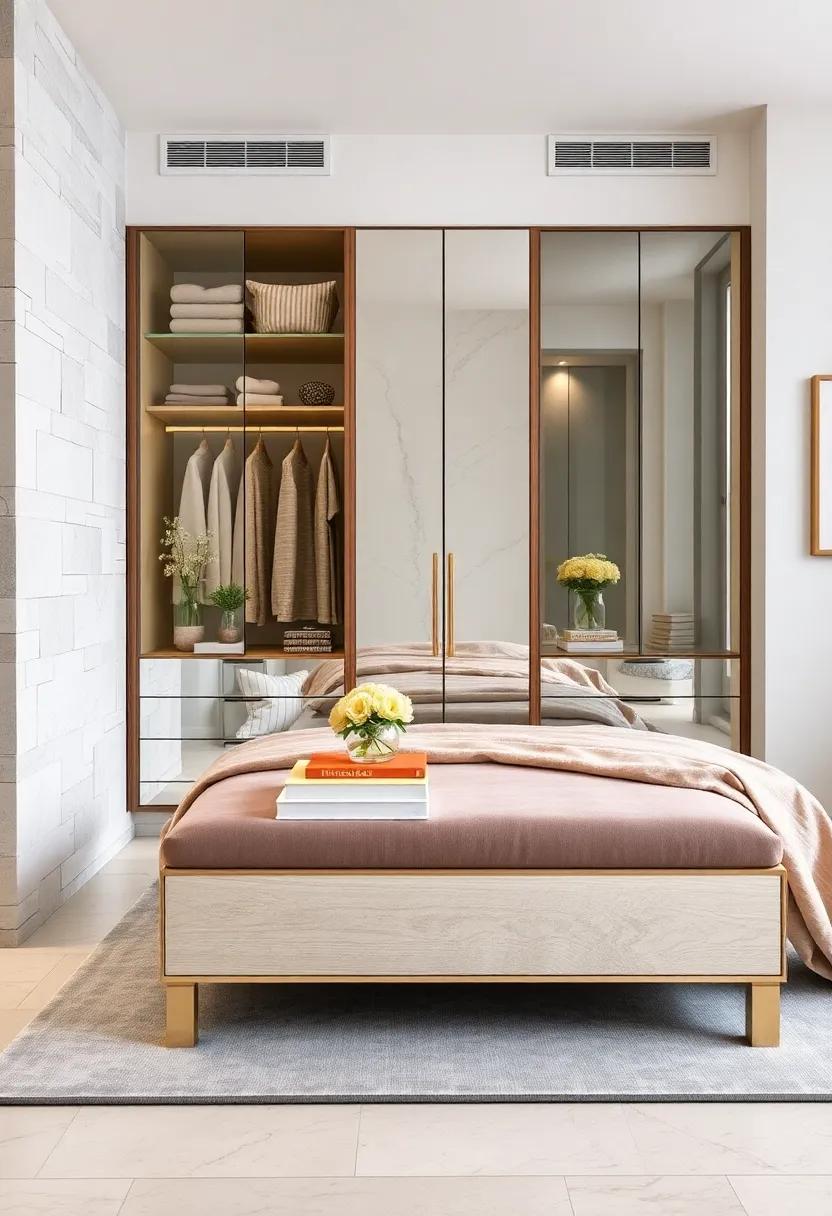 Elegant Wardrobe Benches: Make a statement with a mirrored bench ⁤at the foot of⁤ your⁢ bed that offers ⁢additional seating and storage for ‍blankets