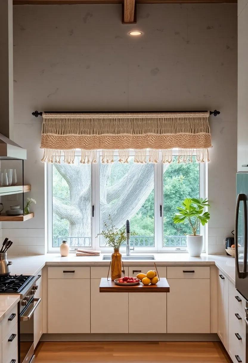 Boho Chic: Embrace the​ bohemian trend with macramé⁢ valances that ⁤introduce texture and warmth ‌to your kitchen windows