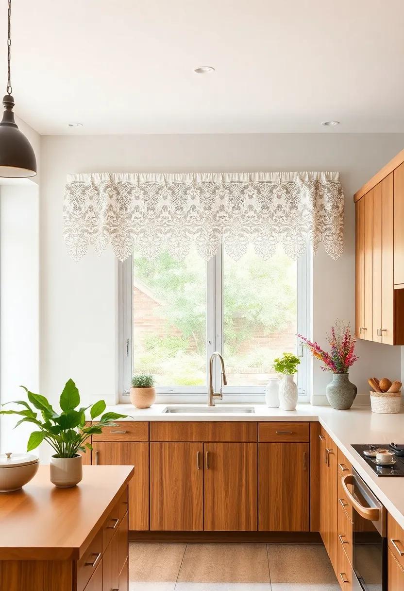 Elegant Lace: achieve‍ a timeless⁢ look with ⁤delicate⁢ lace valances that ‍lend⁤ an air⁣ of romance and softness‌ to‌ your kitchen