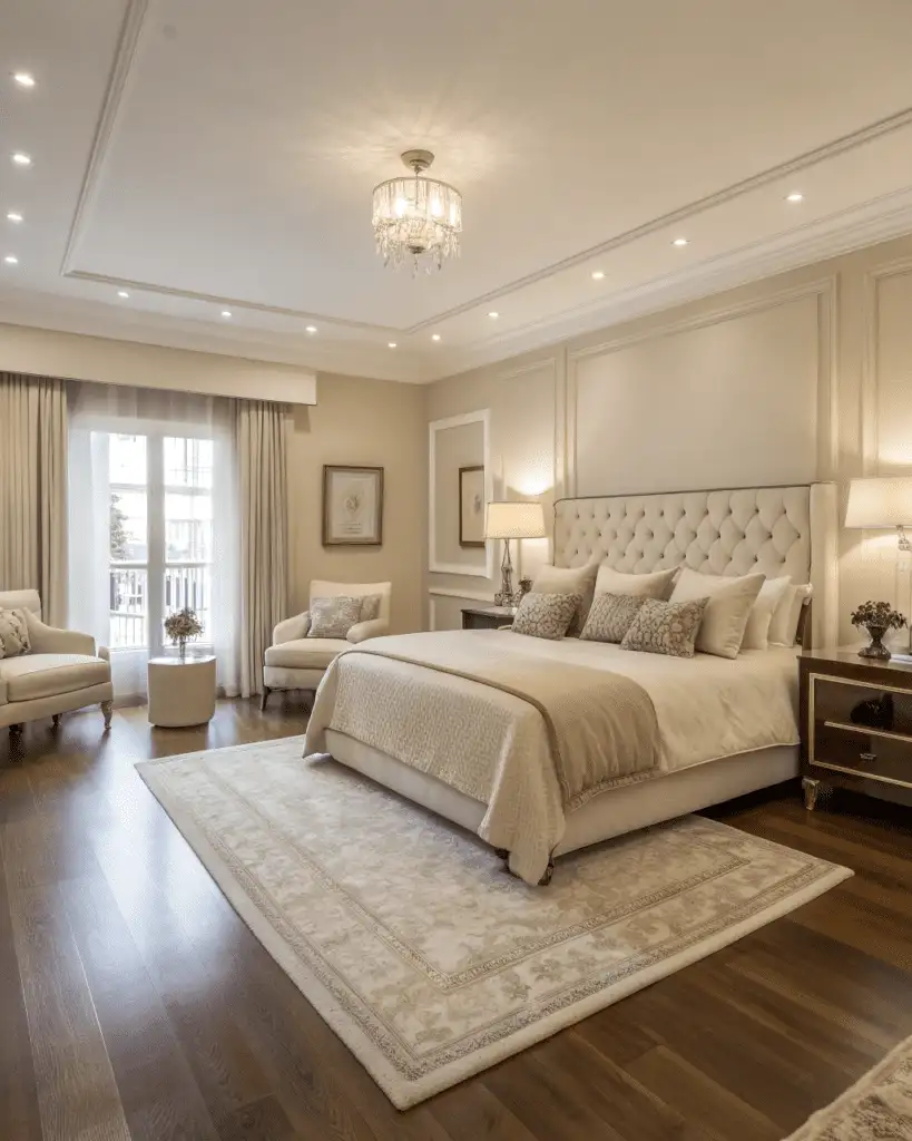 luxury bedroom with neutral palette