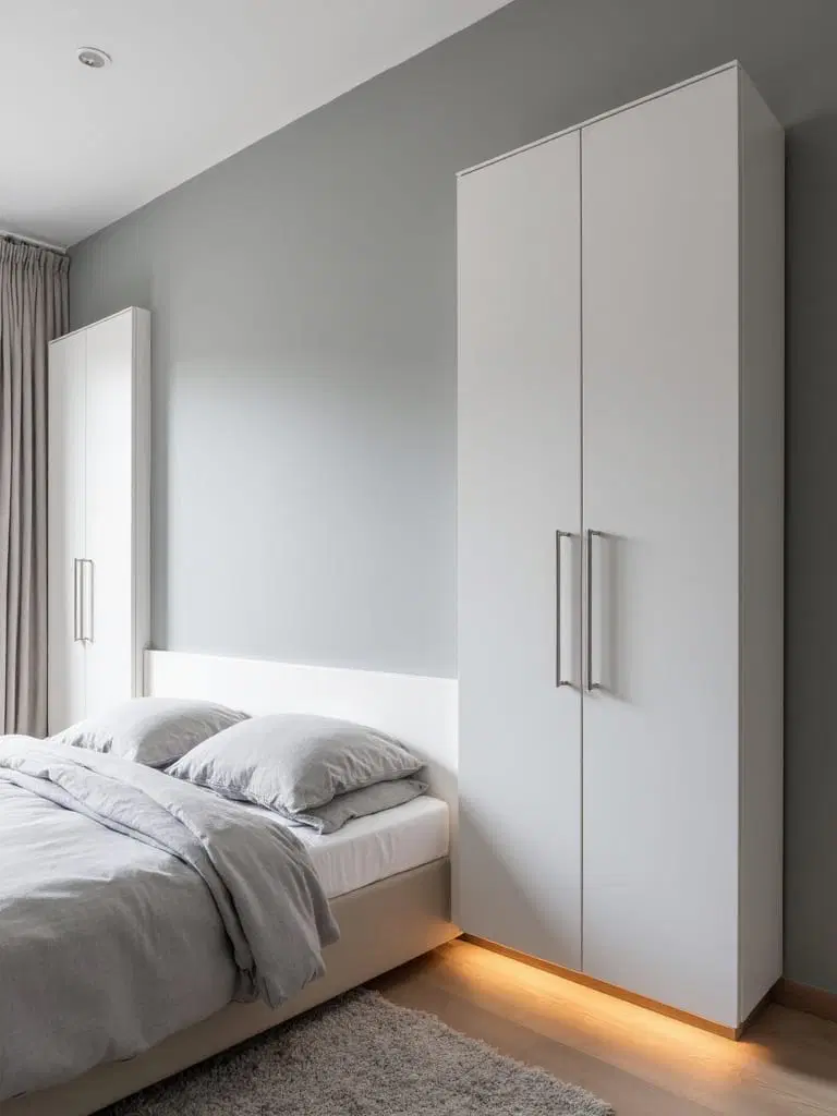 floating cabinets by bed