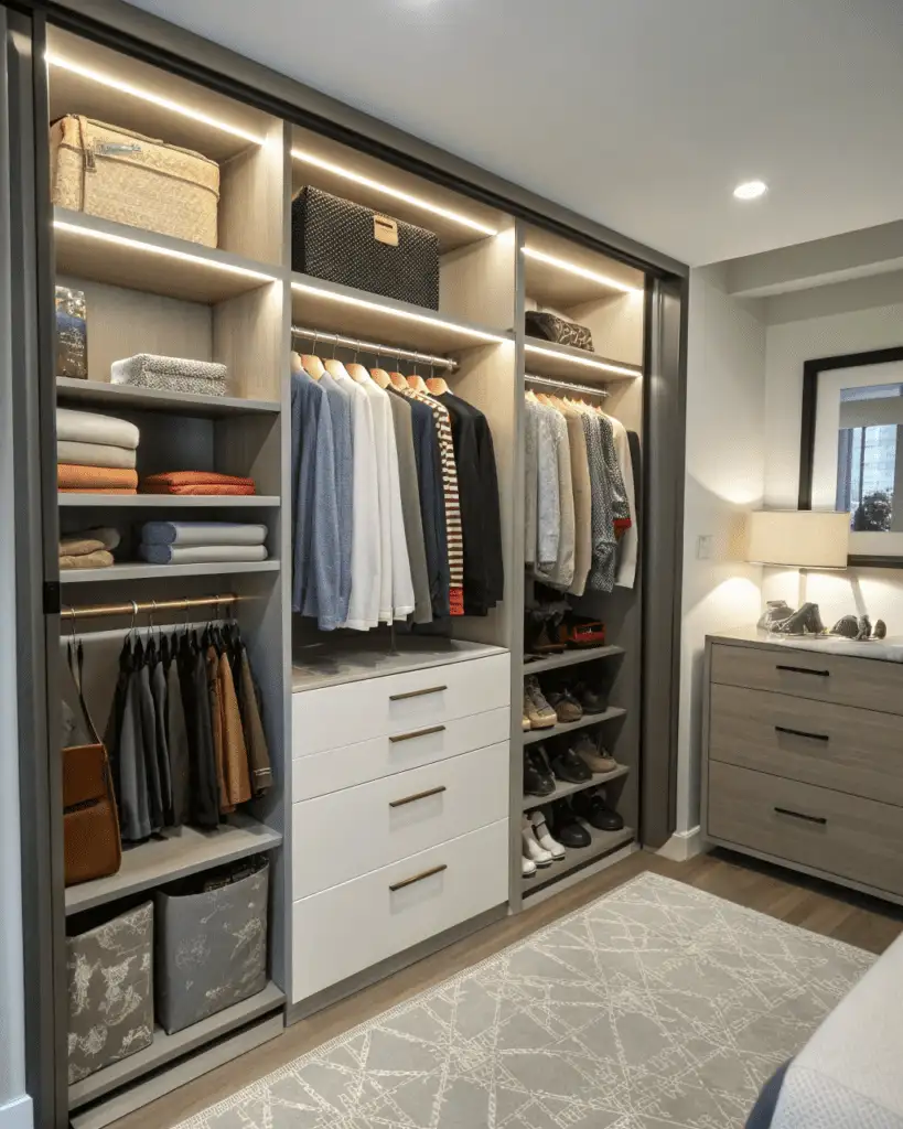 closet with double hanging rods