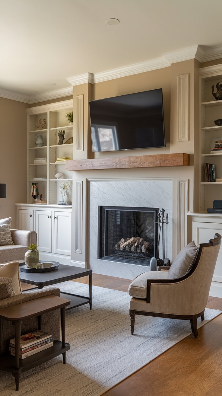 Stylish Fireplace Remodel with Built-Ins