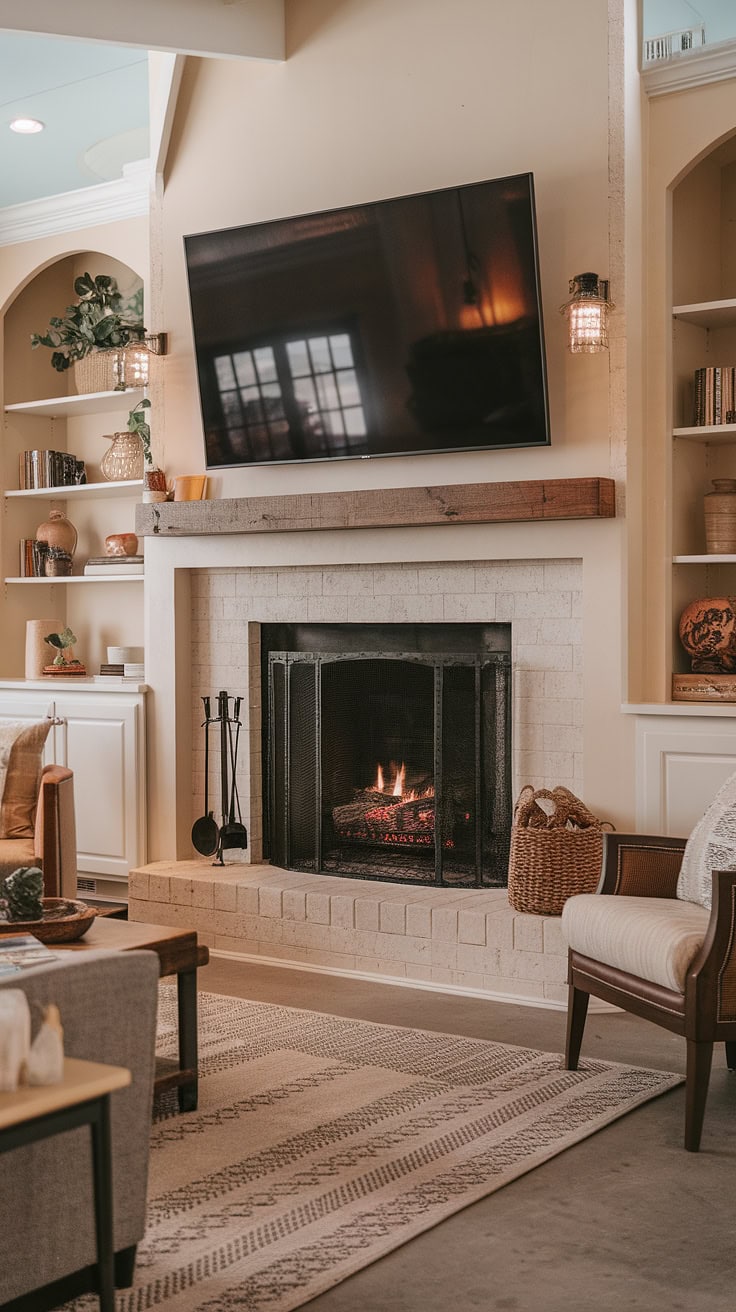 Contemporary Fireplace with Functional Built-Ins