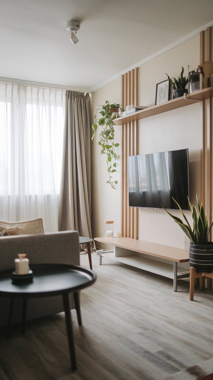 Japandi Style Small Living Room TV Wall