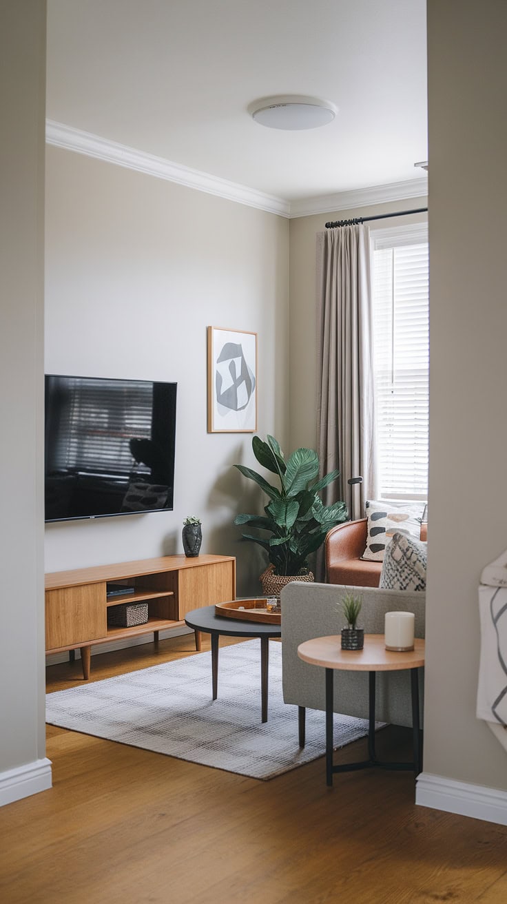 Japandi Narrow Media Room Design