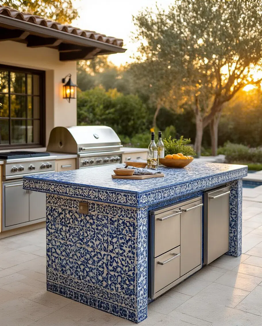 colorful weatherproof tile countertops