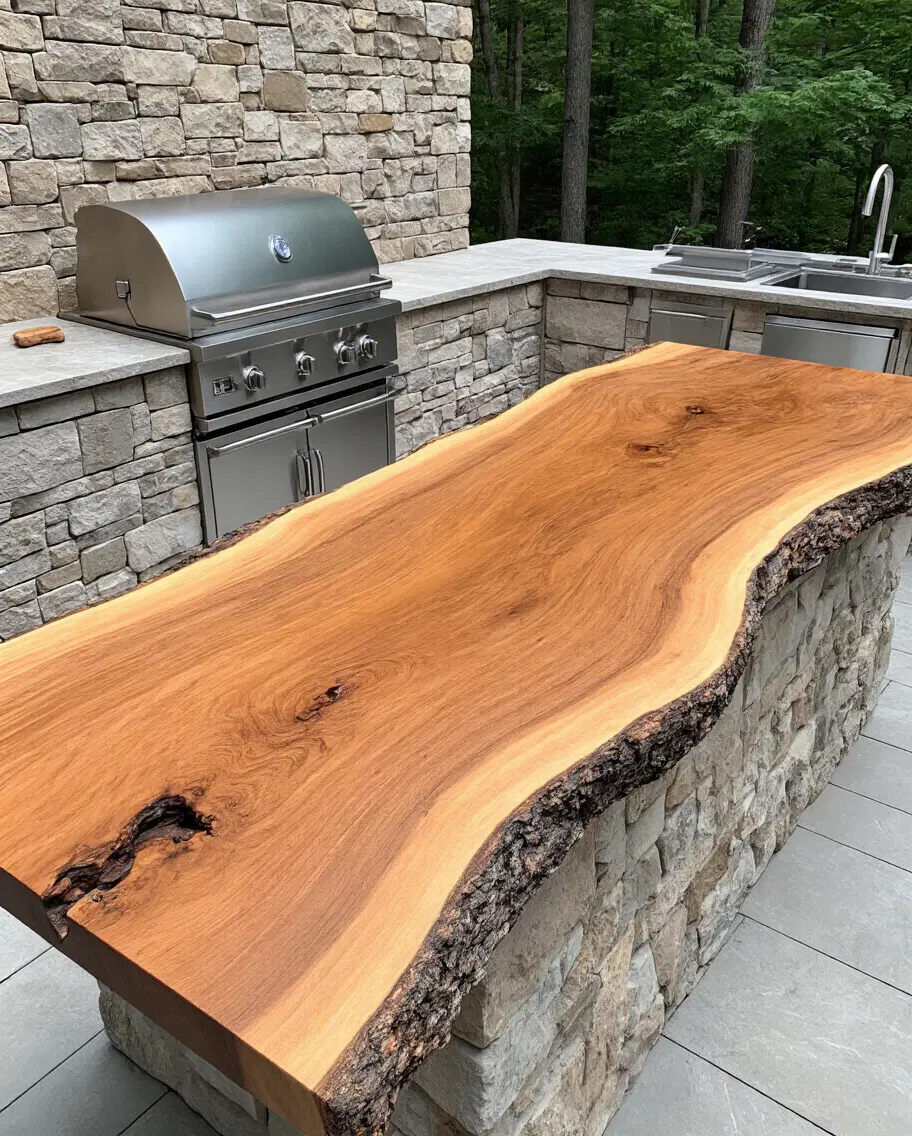 rustic live edge wood slab countertops