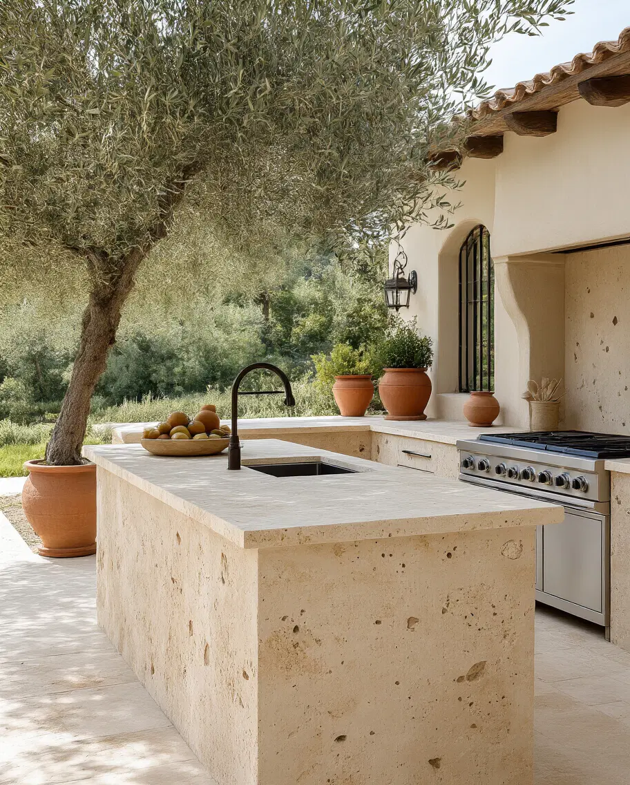 warm natural travertine countertops