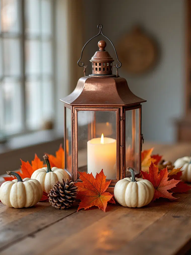 elegant fall dining lantern centerpiece