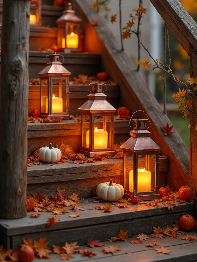 layered fall lantern display