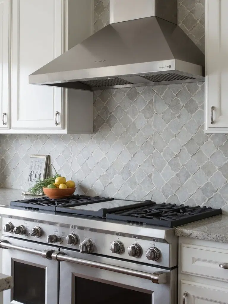 angled picket tile backsplash