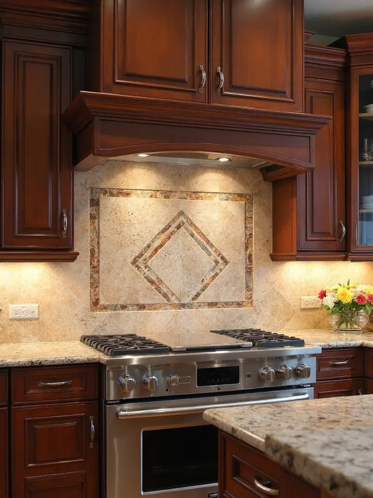 elegant stone mosaic backsplash