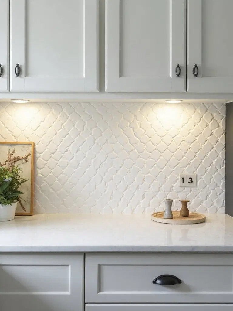 classic white tile backsplash